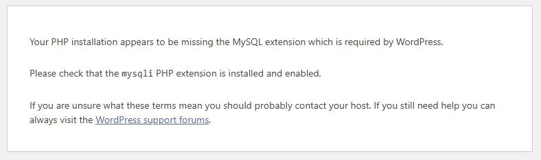 Missing the MySQL Extension